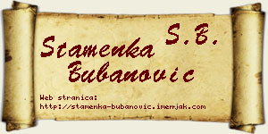 Stamenka Bubanović vizit kartica